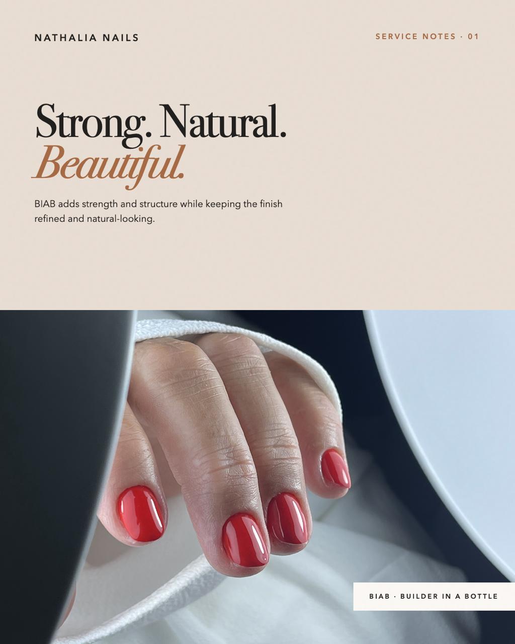 Red BIAB manicure editorial